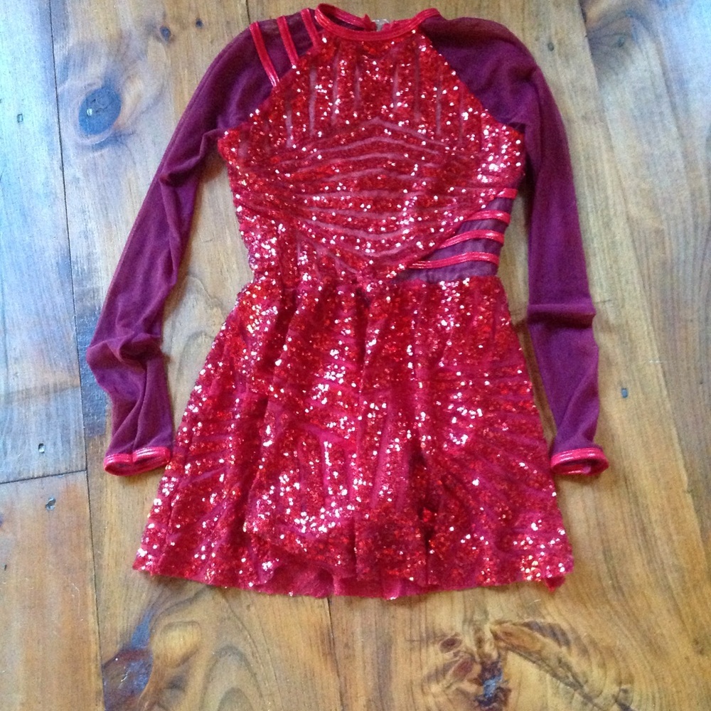Curtain Call Adult Red Sequin Dance Costume